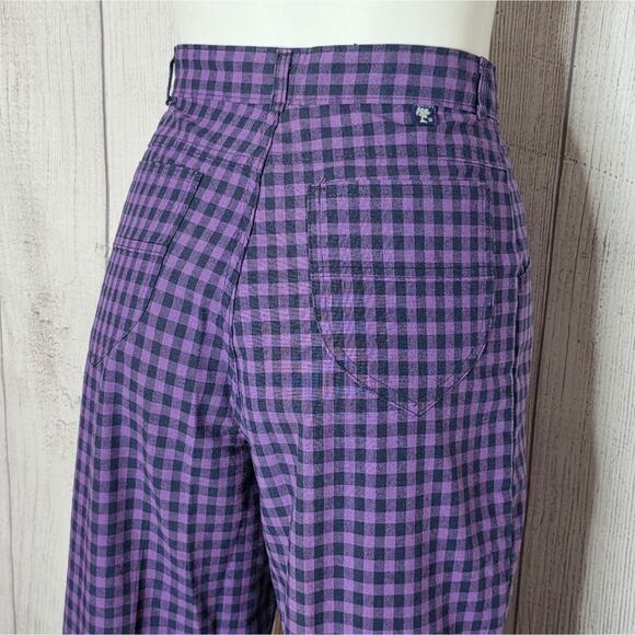 VTG 90s PALMETTO'S Super High Rise Purple/Black Plaid Pants, size 9 - Picture 5 of 9